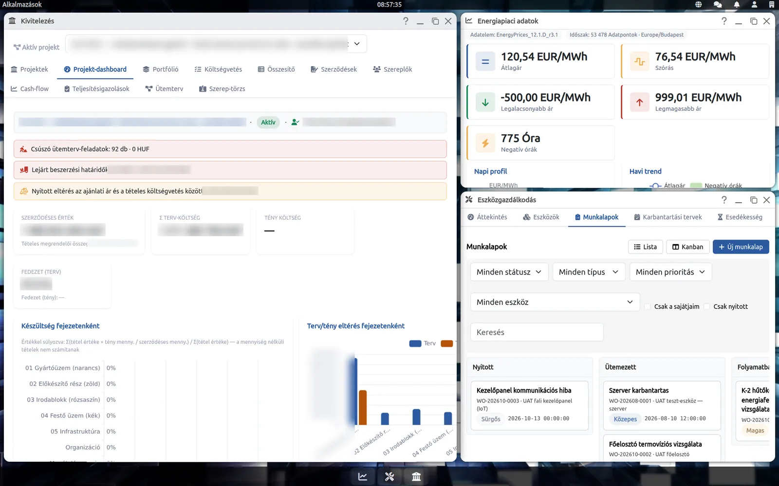 L’espace de travail OrigSmart WebOS avec trois fenêtres d’application ouvertes